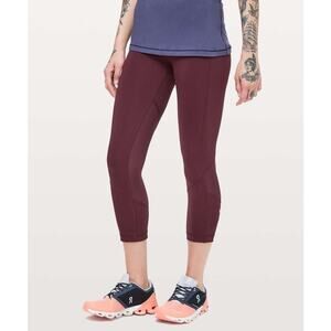Lululemon Pace Rival Crop Leggings Size 4 Dark Adobe Red 22” W6AV0S Athleisure